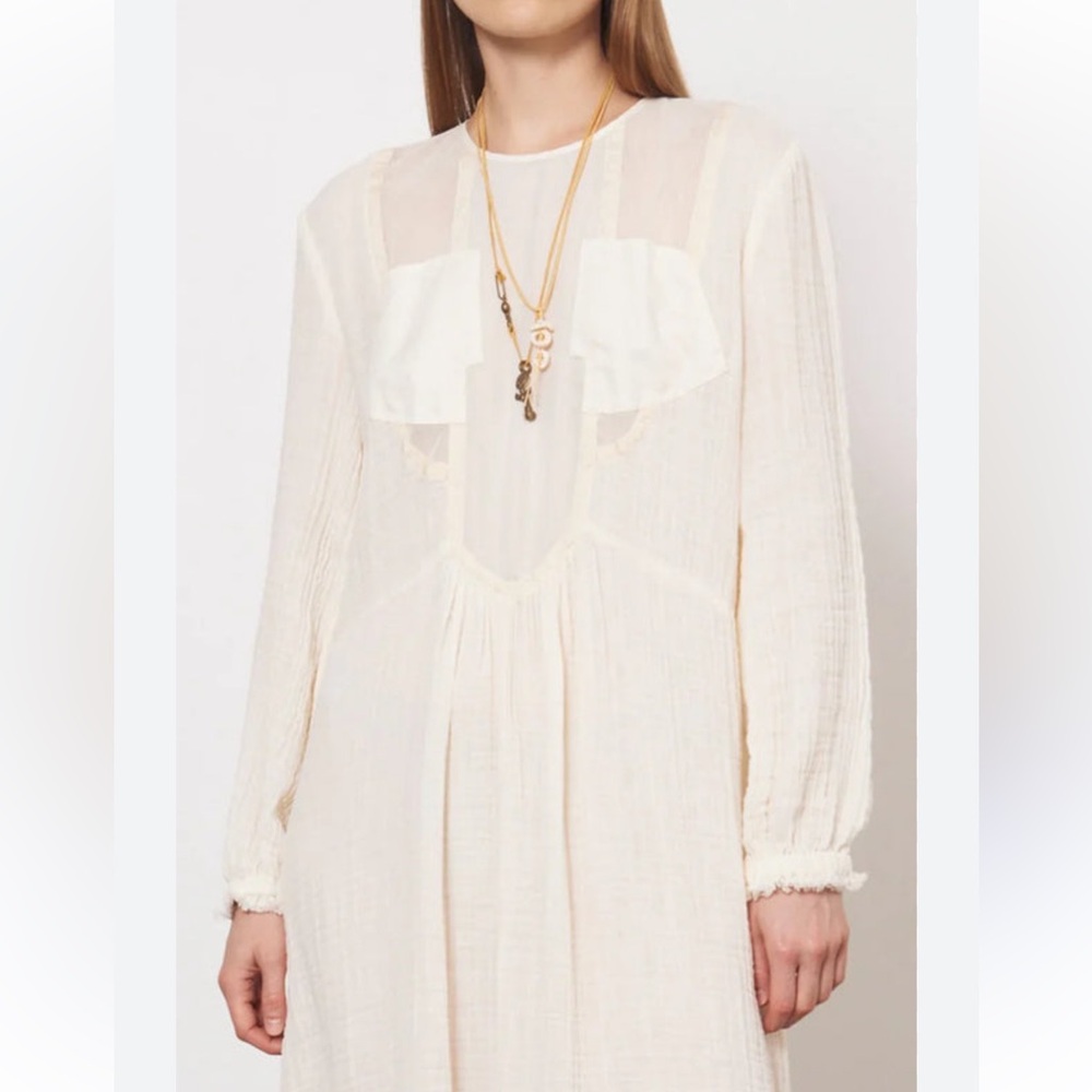 Raquel Allegra Malia Midi Cream/White Long Sleeve Dress NWT Sz Womens Large - Picture 3 of 13